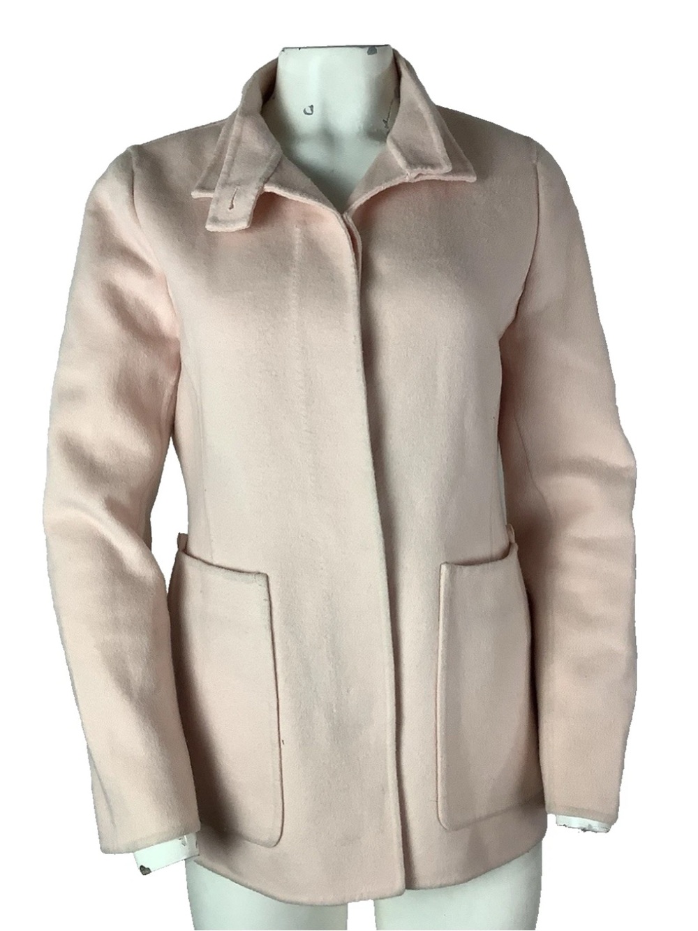 Carlisle Sz 4 Wool Angora Blend Hidden Button Fitted Winter Jacket Pink